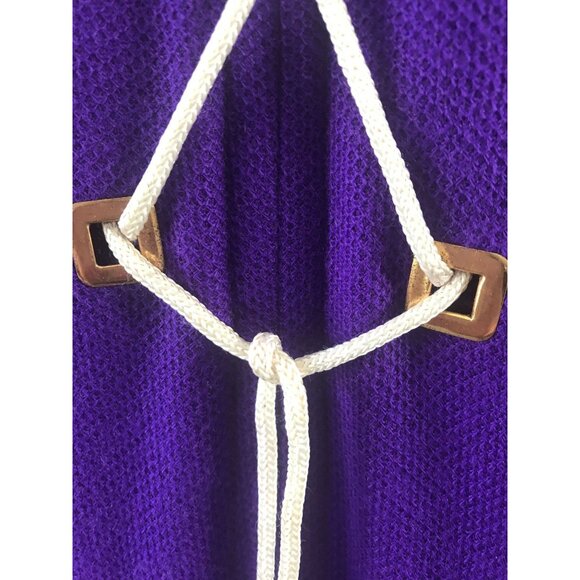 Vtg 1970's Mod Purple And White Lace Up Dress A Go Go Two Small Pockets Size 9 - Picture 4 of 10